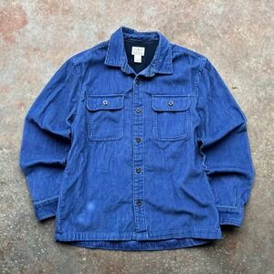 LL Bean Mens Rangeley Blue Wide Wale Corduroy Shirt Jacket Slightly Fitted M